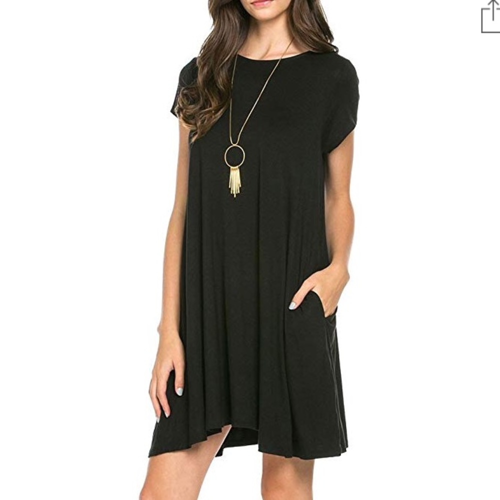Scoop Neck Trapeze 2 Pocket Knit Dress